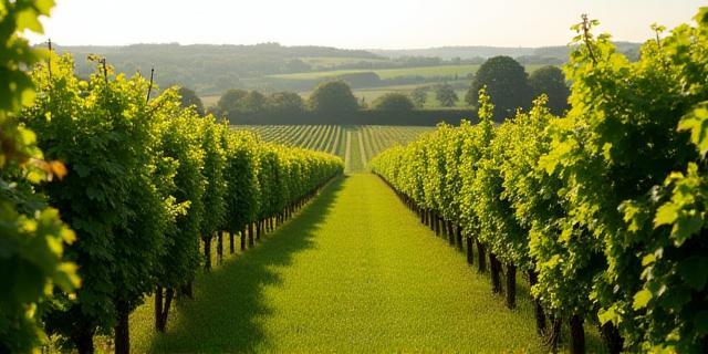 Lush vineyard in the Cotswolds