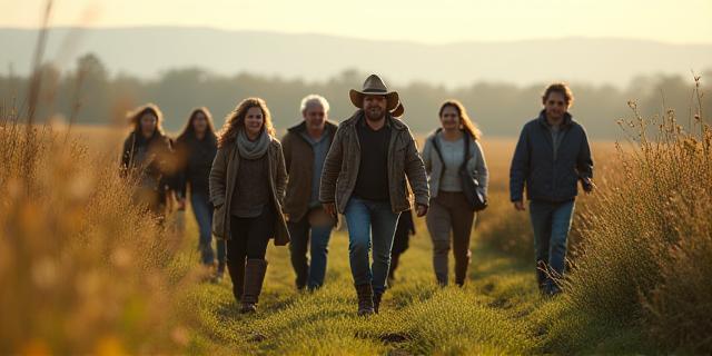 Group of people on a guided farm tour